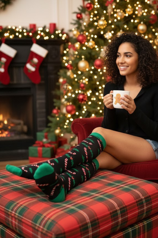 Baston Şeker Desenli Kompresyon Çorapları