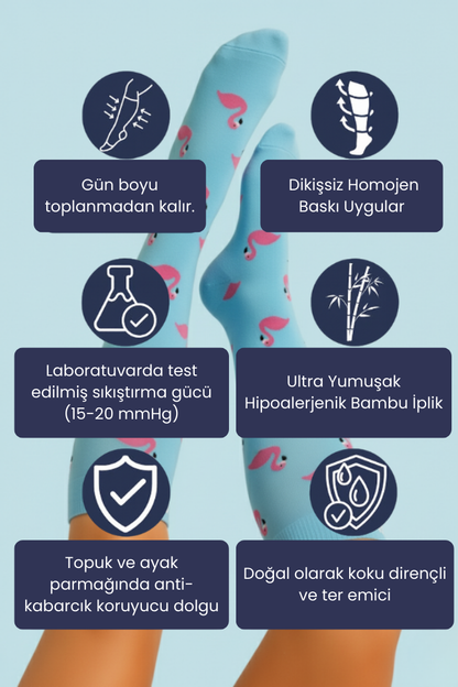 Filamingo Desenli Kompresyon Çorapları