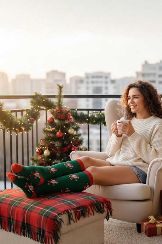 Noel Baba Desenli Kompresyon Çorapları